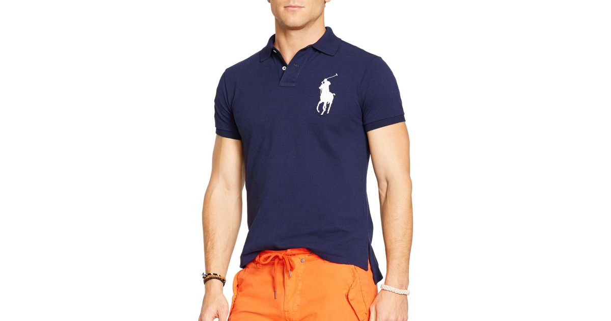 Ralph Lauren Polo Logo Short Sleeves Big Pony Mesh Rugby Custom Slim Fit Shirt