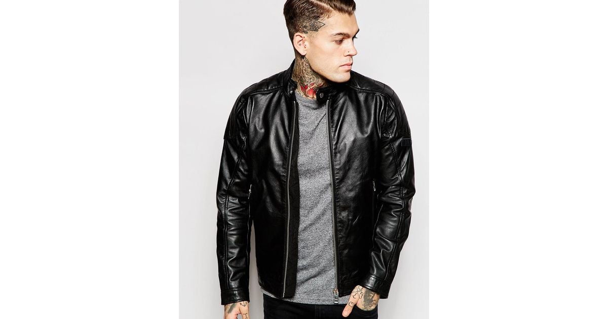 Diesel leather biker jacket discount