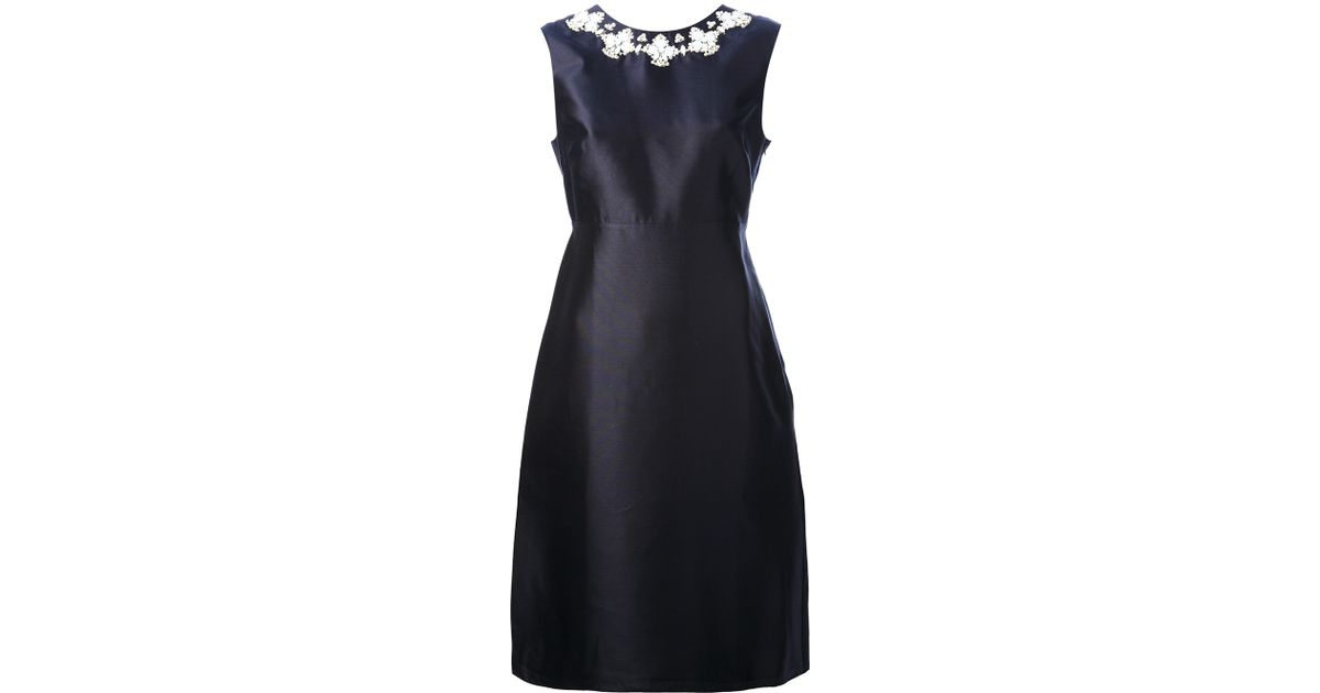 Tory Burch Embellished Neck Dress in Blue - Lyst