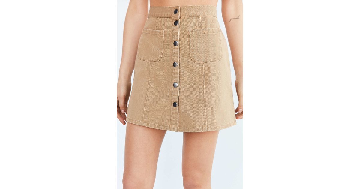 button front skirt khaki