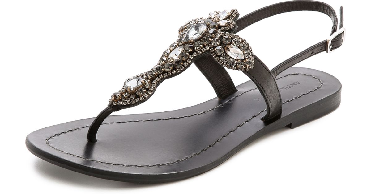 black jeweled sandals