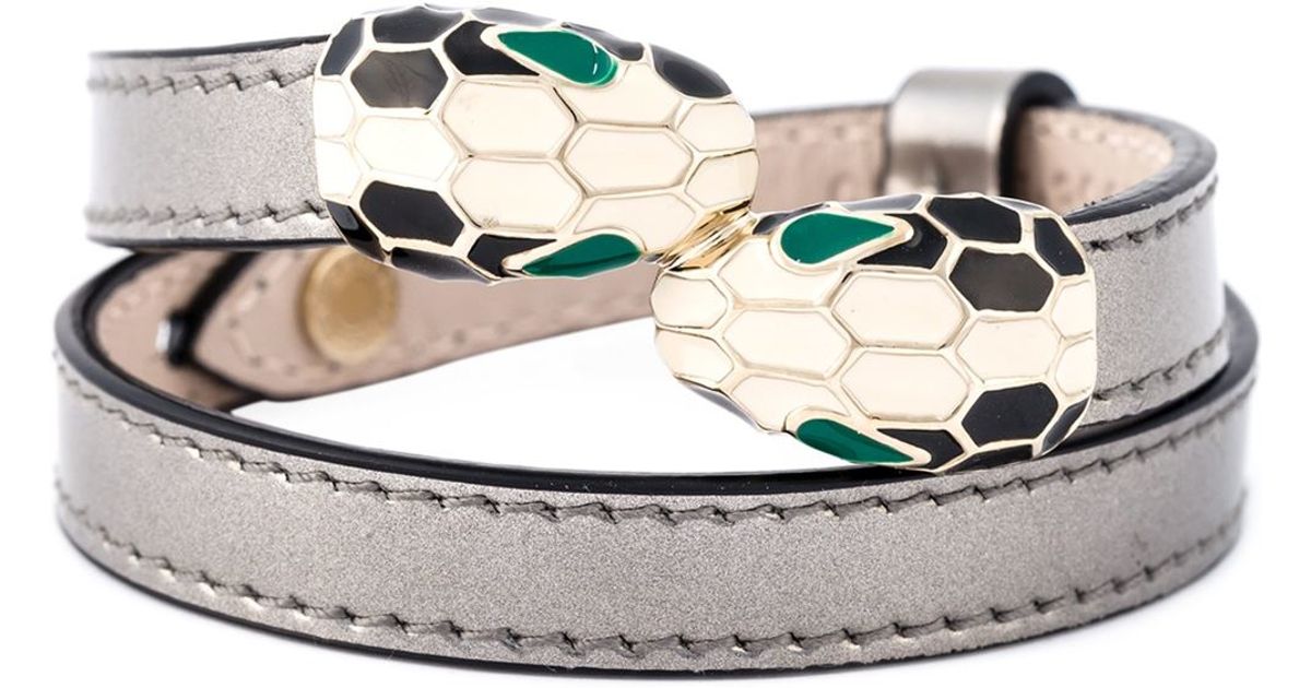 Bvlgari Silver Leather Serpenti Forever Wrap Bracelet | DBLTKE Luxury  Consignment Boutique