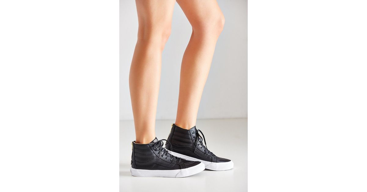 Vans Leather Sk8-hi Slim Zip Sneaker in Black | Lyst Canada