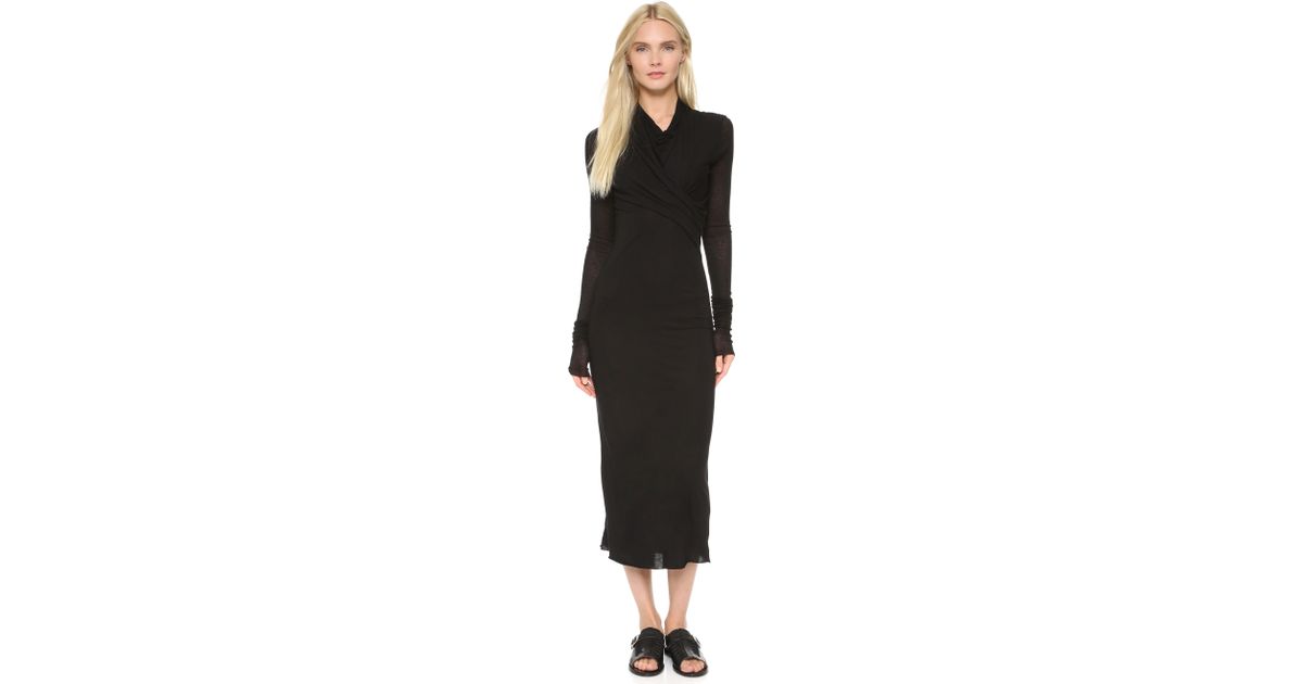 Rick Owens Asymmetrical Cowl Neck Dress in Black | Lyst