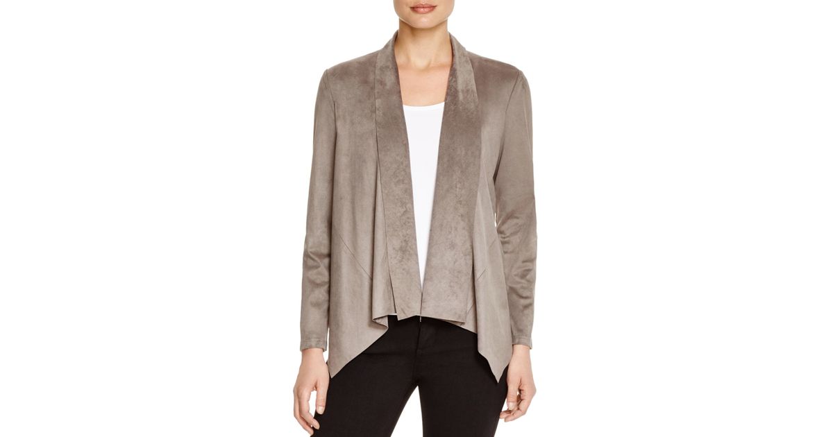 draped faux suede jacket