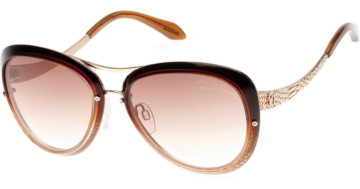 roberto cavalli brownrose gold cat eye aviator sunglasses brown product 1 408163288 normal