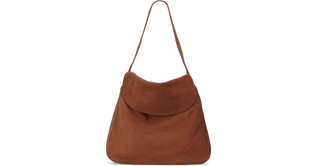 Prada Suede Doubled Flap-top Medium Hobo Bag in Brown | Lyst  