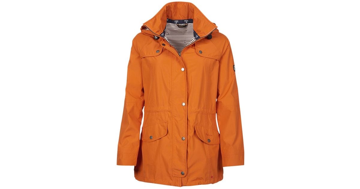 barbour orange rain jacket