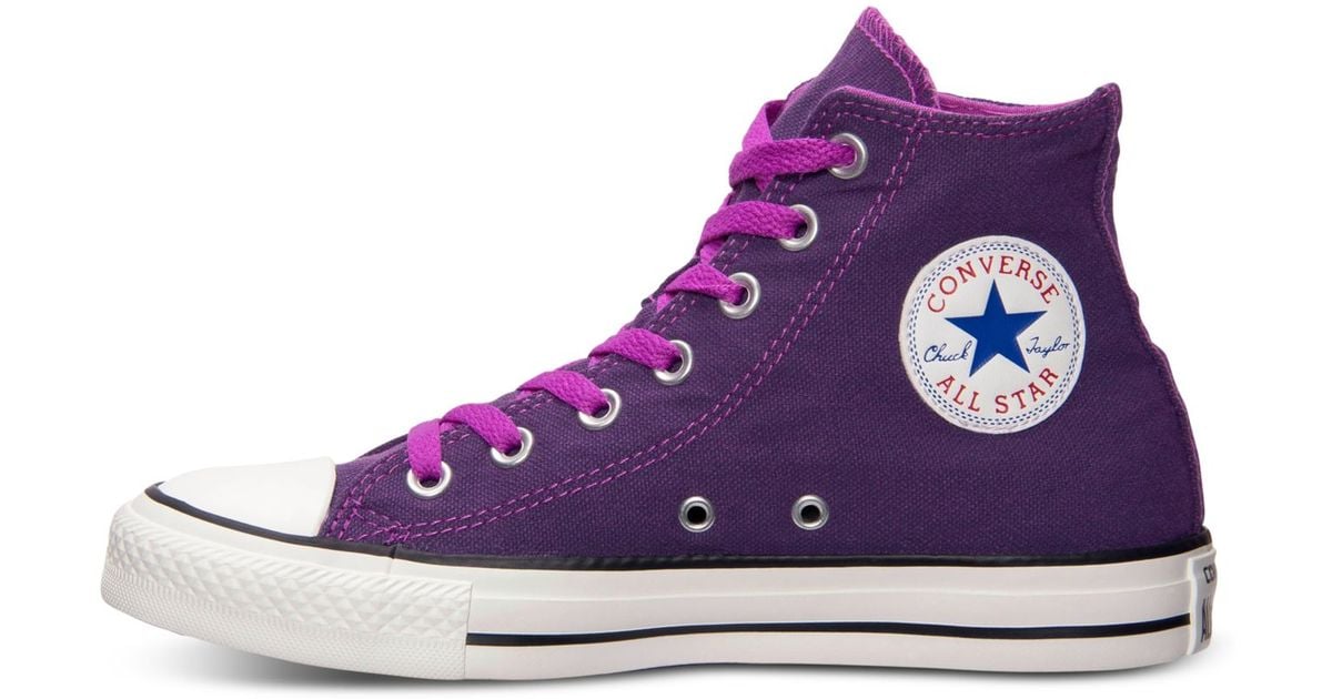 Converse Women'S Chuck Taylor All Star Hi Dark Neon Casual Sneakers From Finish Line in Purple 