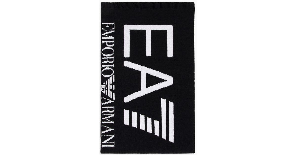 EA7 Scarf With Oversized Logo in Black Lyst UK
