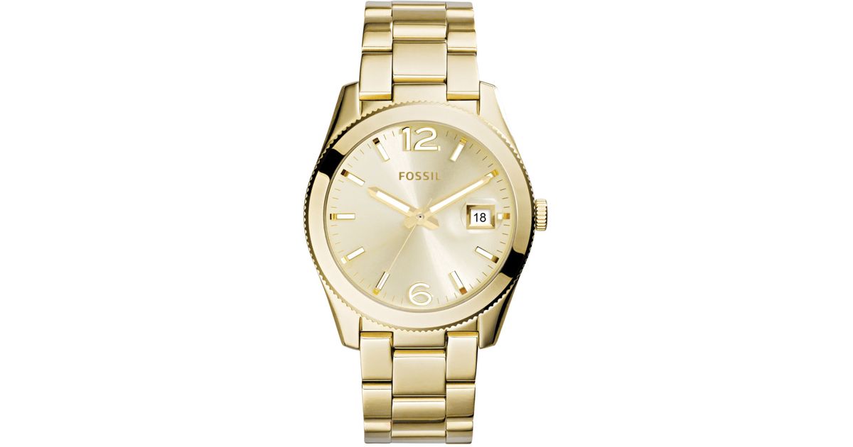 Fossil Women's Perfect Boyfriend Gold-tone Stainless Steel Bracelet Watch  39mm Es3586 in Metallic | Lyst