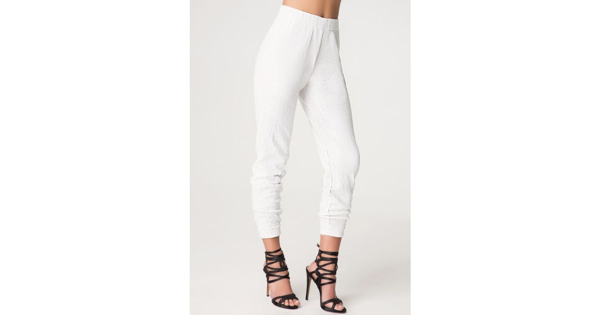 white sequin pants