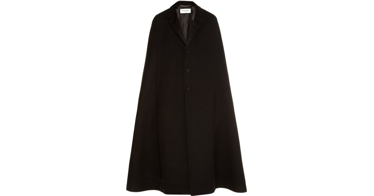 Saint Laurent Peak-lapel Wool Cape in Black for Men | Lyst