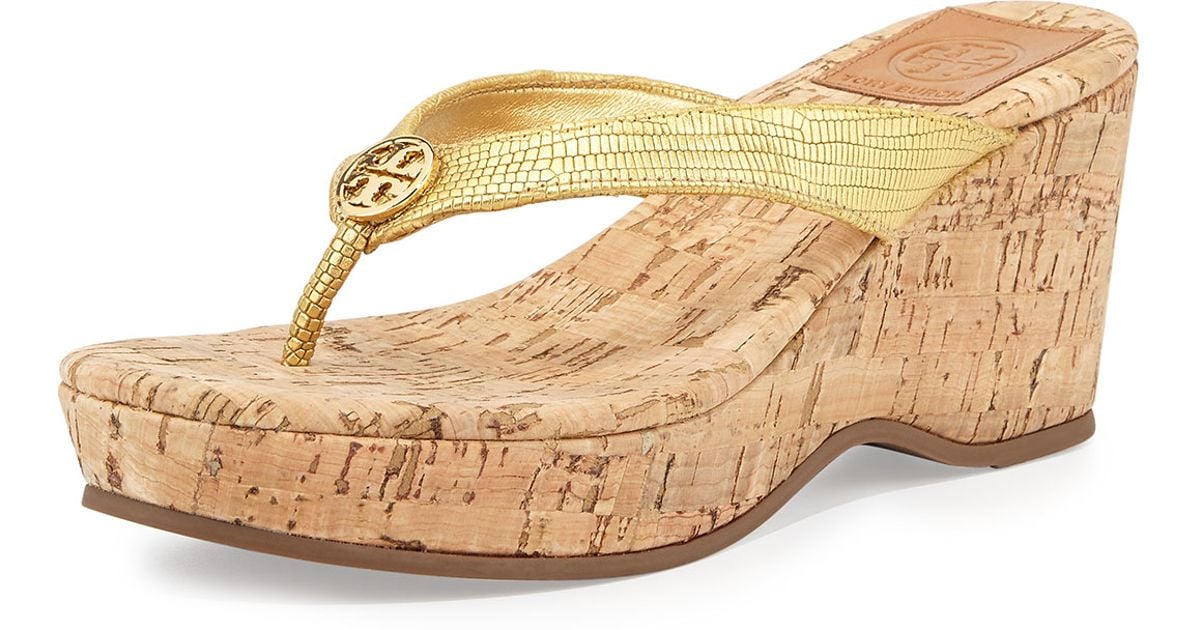 tory burch gold wedge