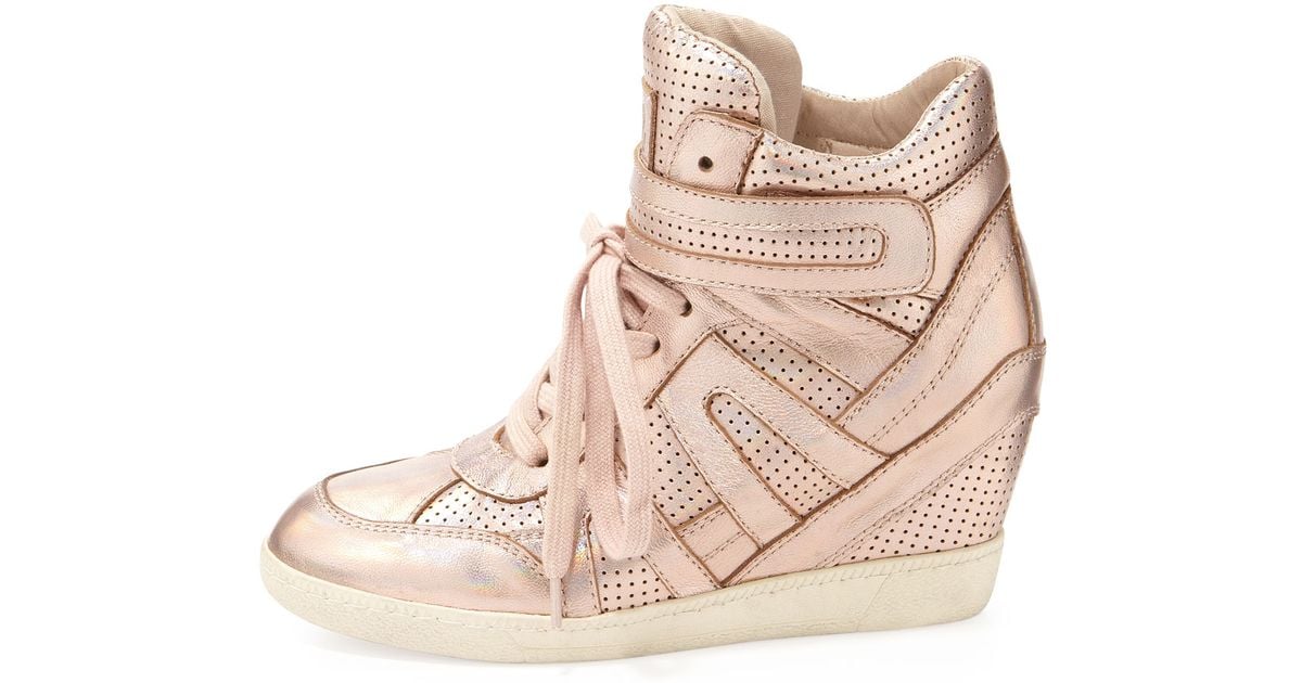 rose gold wedge sneakers