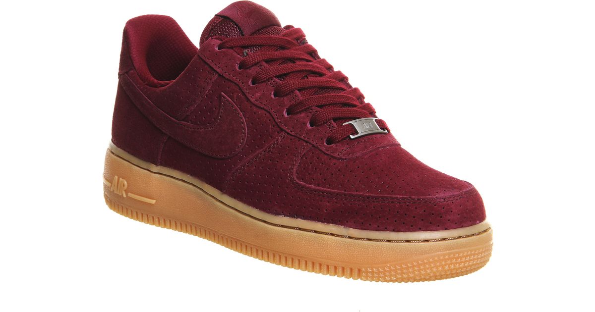 nike air force 1 maroon suede