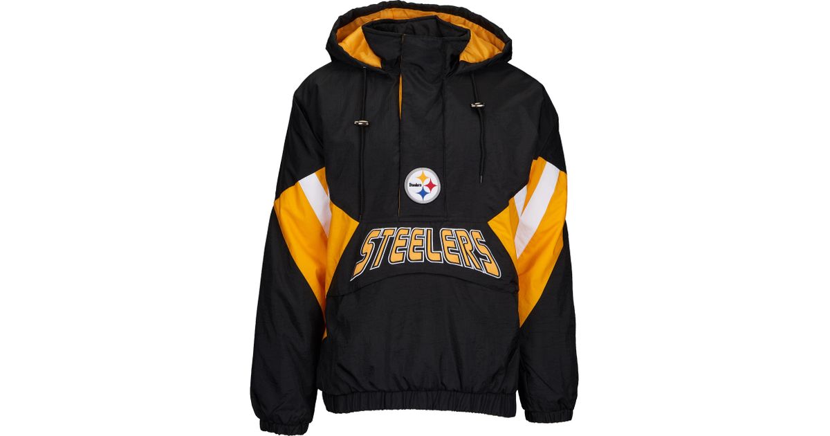 Starter Synthetic Pittsburgh Steelers Nfl 1/2 Zip Hooded Pullover Jacket in Black/Gold (Black
