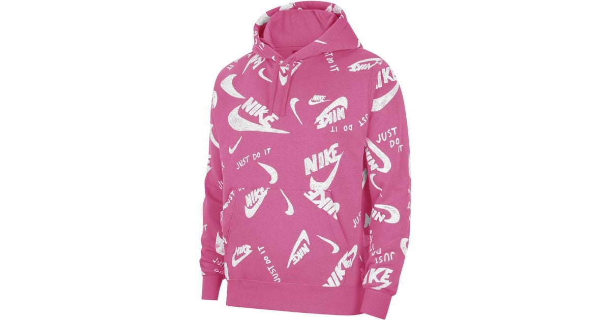 nike club aop logo hoodie