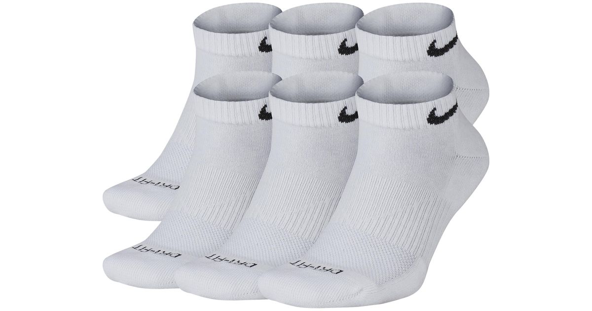 Nike 6 Pack Dri-fit Plus Low Cut Socks in White/Black (White) for Men ...