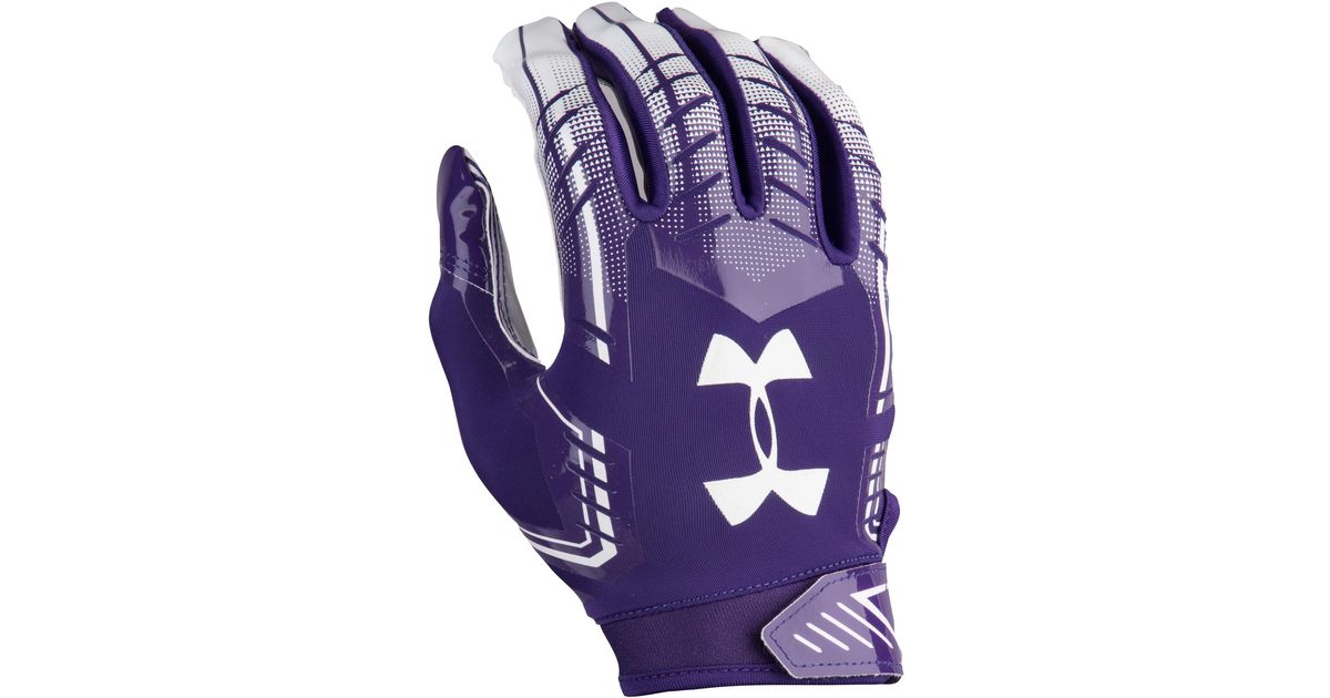 purple under armour football gloves