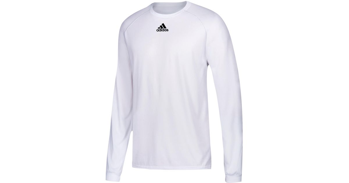 adidas Synthetic Team Climalite Long Sleeve T-shirt in White for Men - Lyst