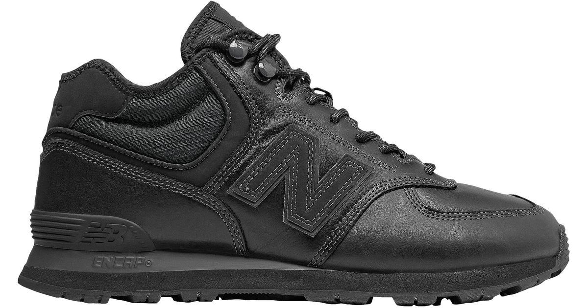 New Balance Leather 574 Mid-cut Running Shoes in Black for Men | Lyst