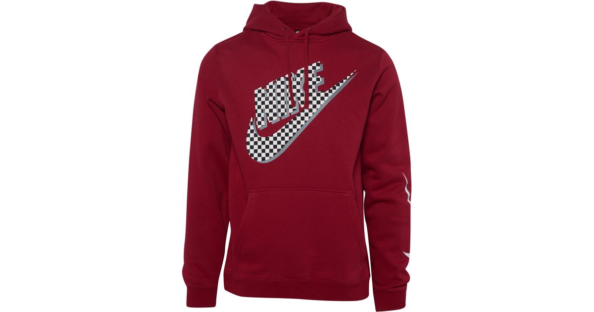 Nike Cotton Check Futura Hoodie in Red 