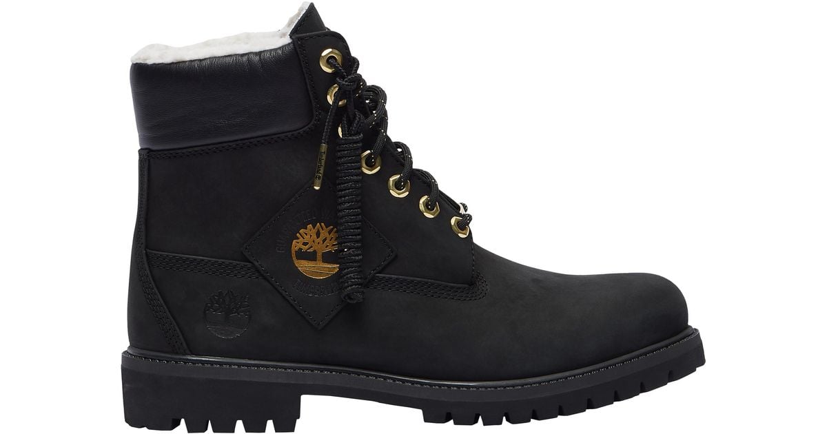 timberland black shearling boots