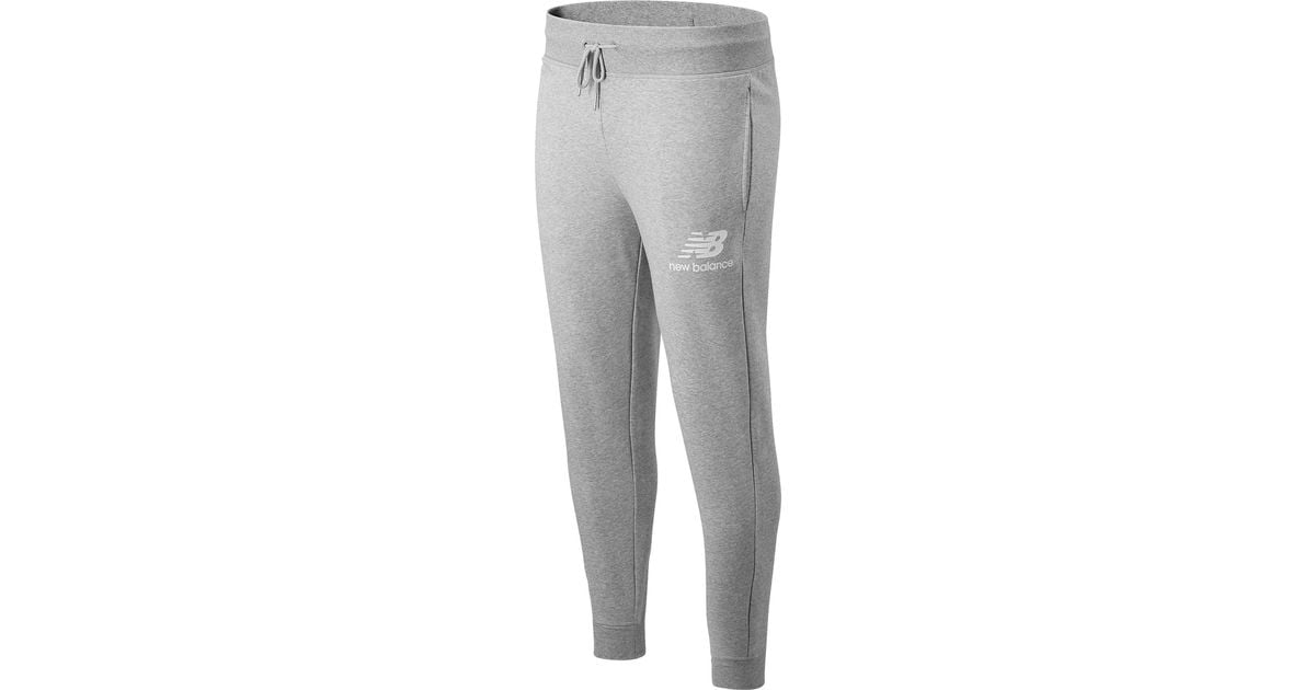 New Balance Fleece Essential Stacked Logo Sweatpants in Gray for Men Lyst