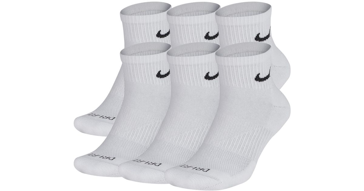 Nike 6 Pack Drifit Plus Quarter Socks in White/Black (White) for Men