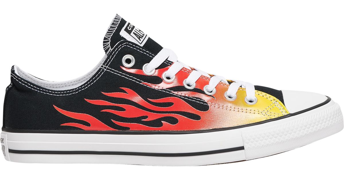 Converse Canvas Chuck Taylor Lo Flame Basketball Shoes in Black ...