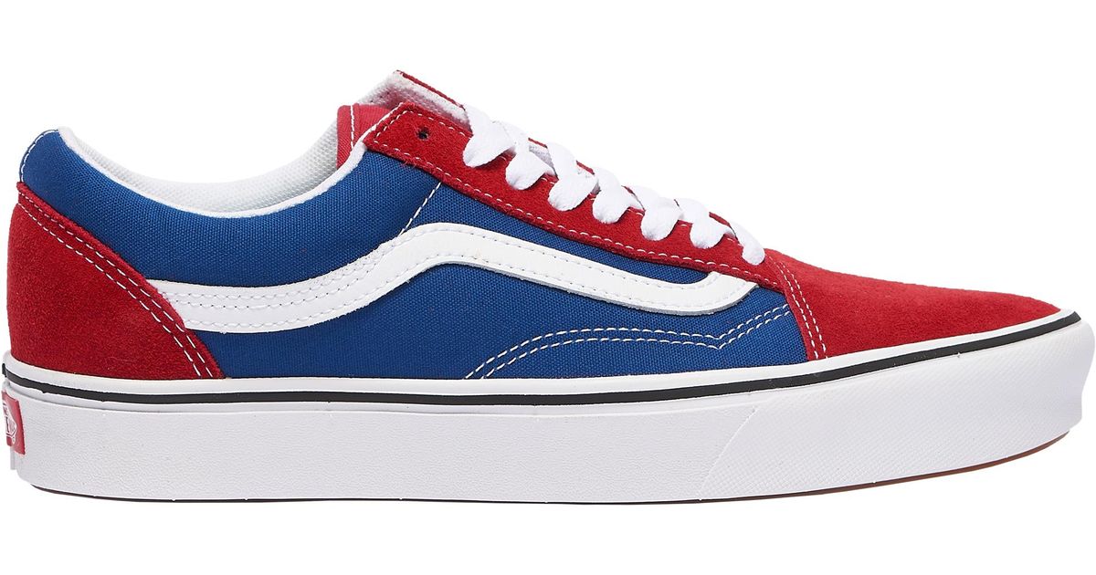 red and blue vans shoes