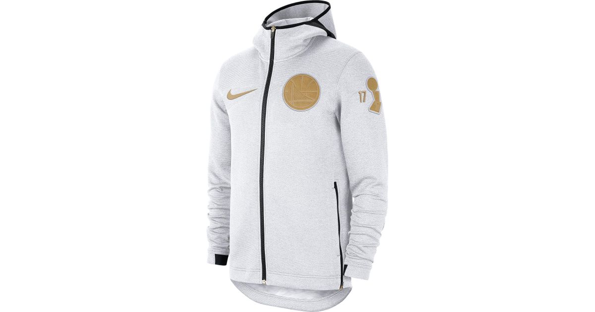 white and gold warriors jacket