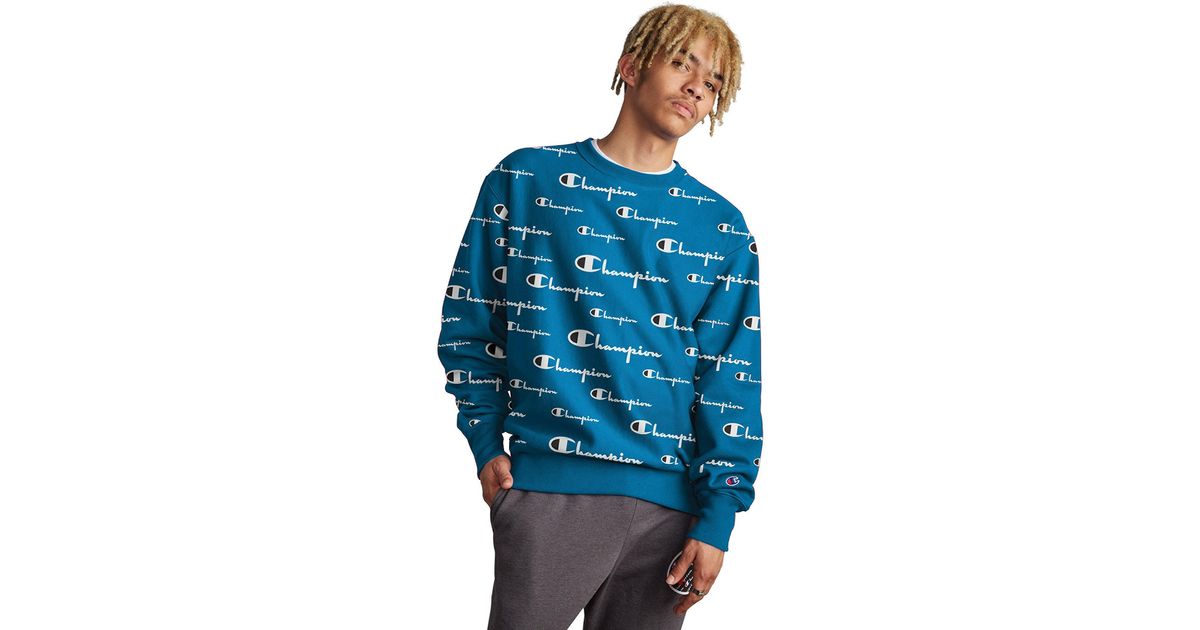 champion reverse weave aop script crew