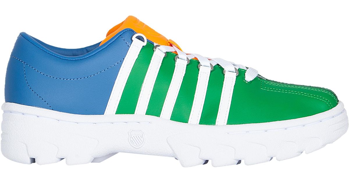 K Swiss Leather North Classic Tennis Shoes In Green Blue Orange