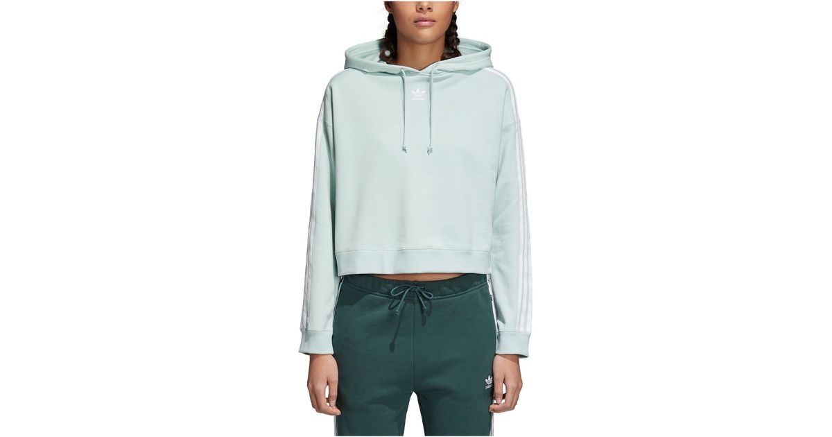adidas originals adicolor 3 stripes cropped hoodie sweatshirt
