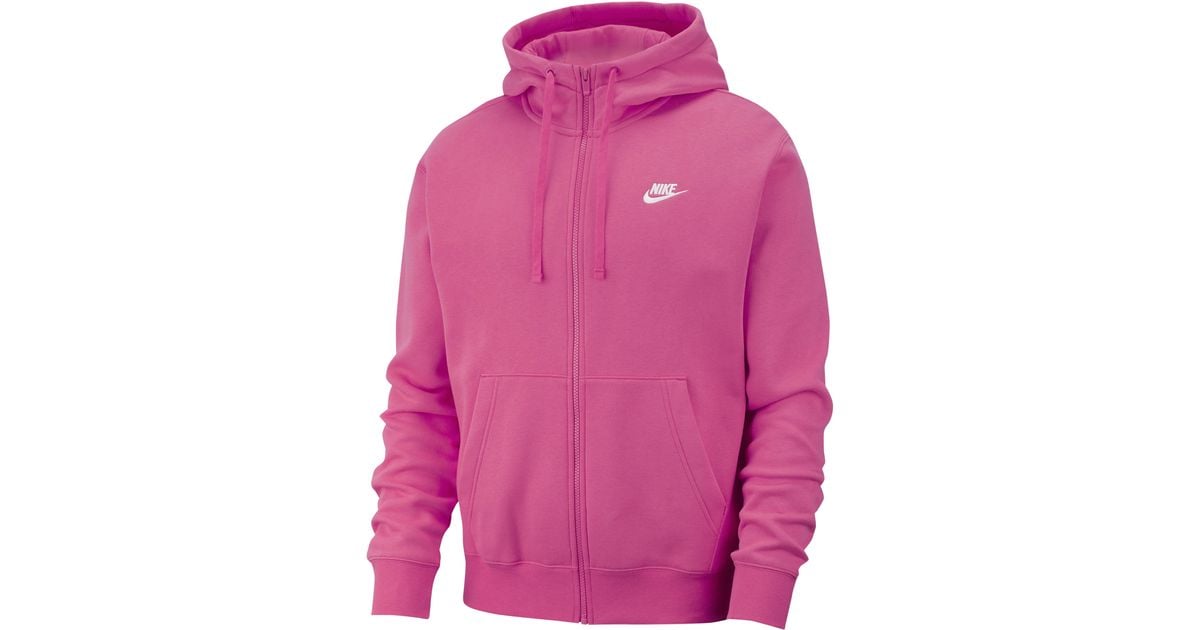 Nike Fleece Club Full-zip Hoodie in Pink for Men - Lyst