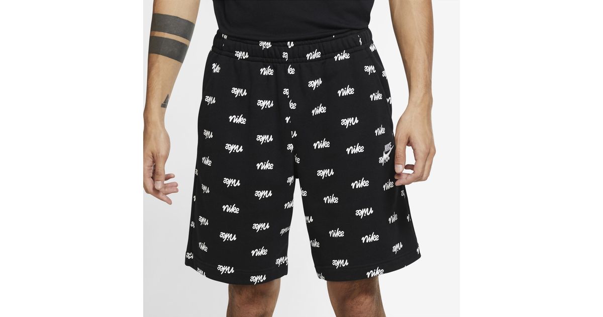 Nike Fleece Club Short Script in Black 