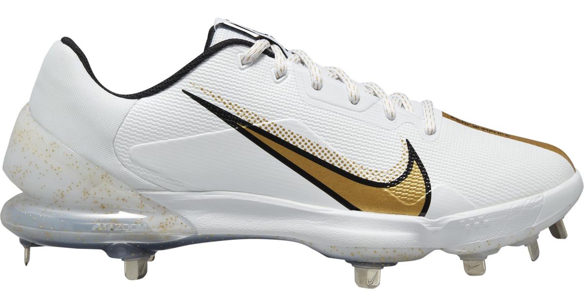Nike Synthetic Force Zoom Trout 7 Pro in White/Metallic Gold/Black