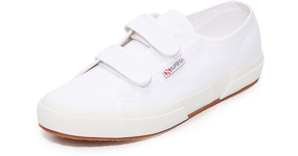 Superga white leather velcro Clearance