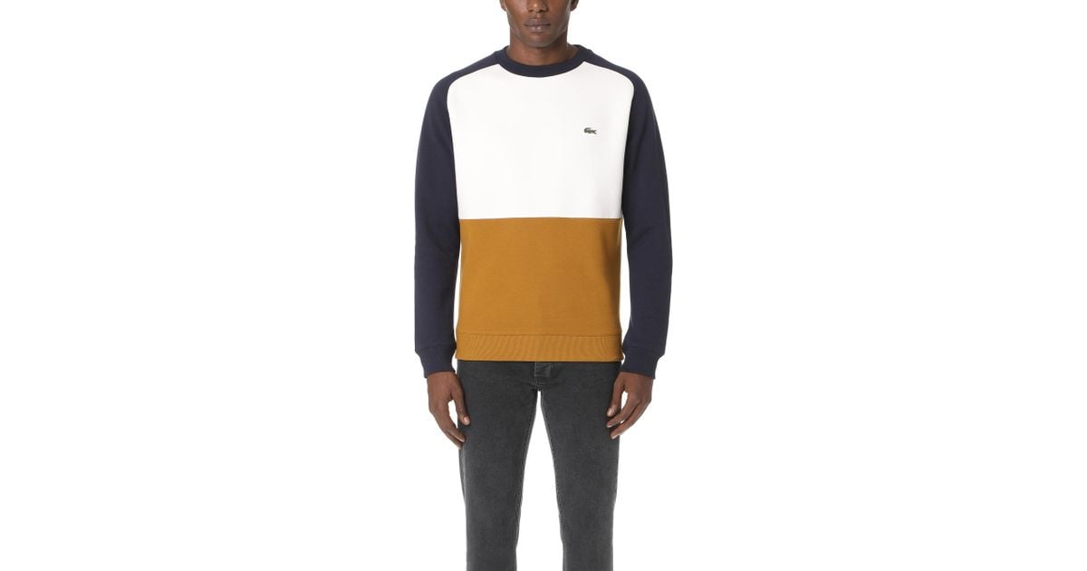 Lacoste Mens Long Sleeve Brushed Pique Fleece Colorblock Sweater