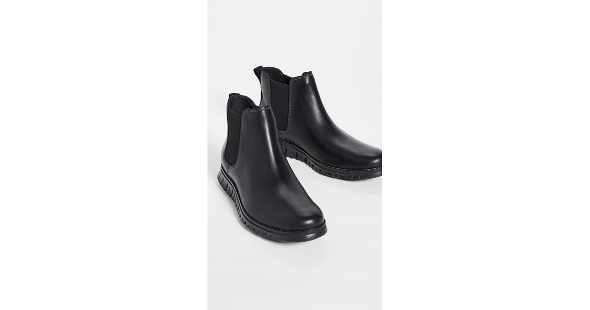 Cole Haan Leather Zerogrand Chelsea Waterproof Boots in Black for Men ...