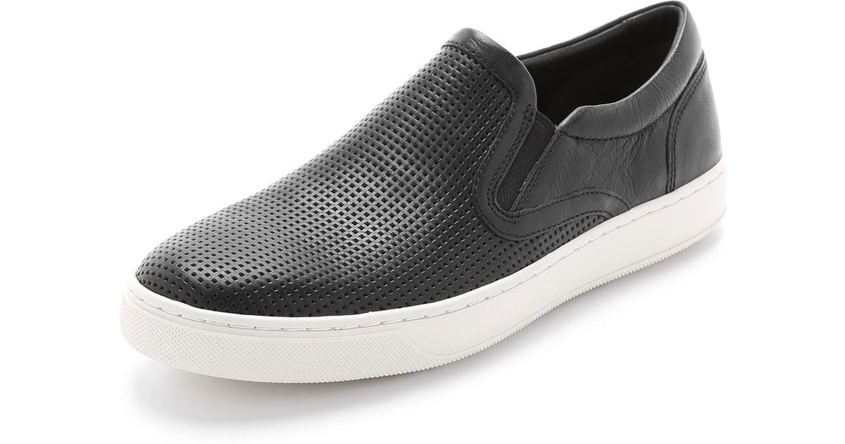 vince ace perforated leather slip on sneakers