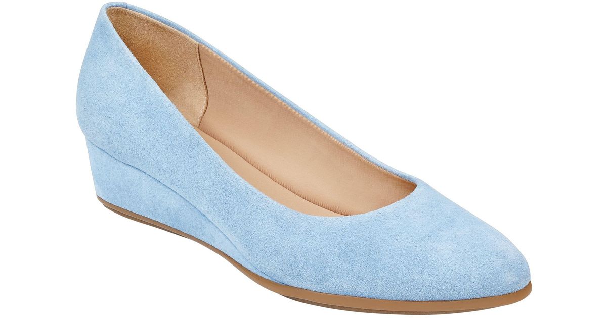 light blue low heel shoes