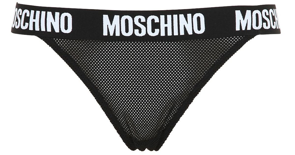 Moschino Mesh Thong in Black - Lyst