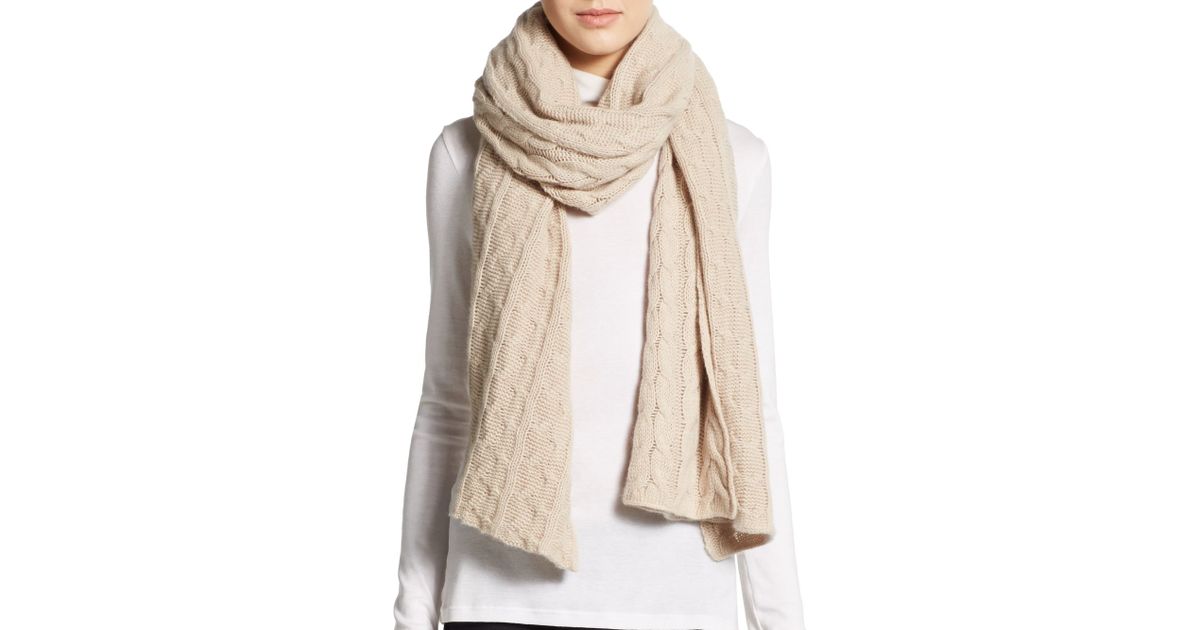Portolano Cable-knit Cashmere Scarf in Natural Lyst
