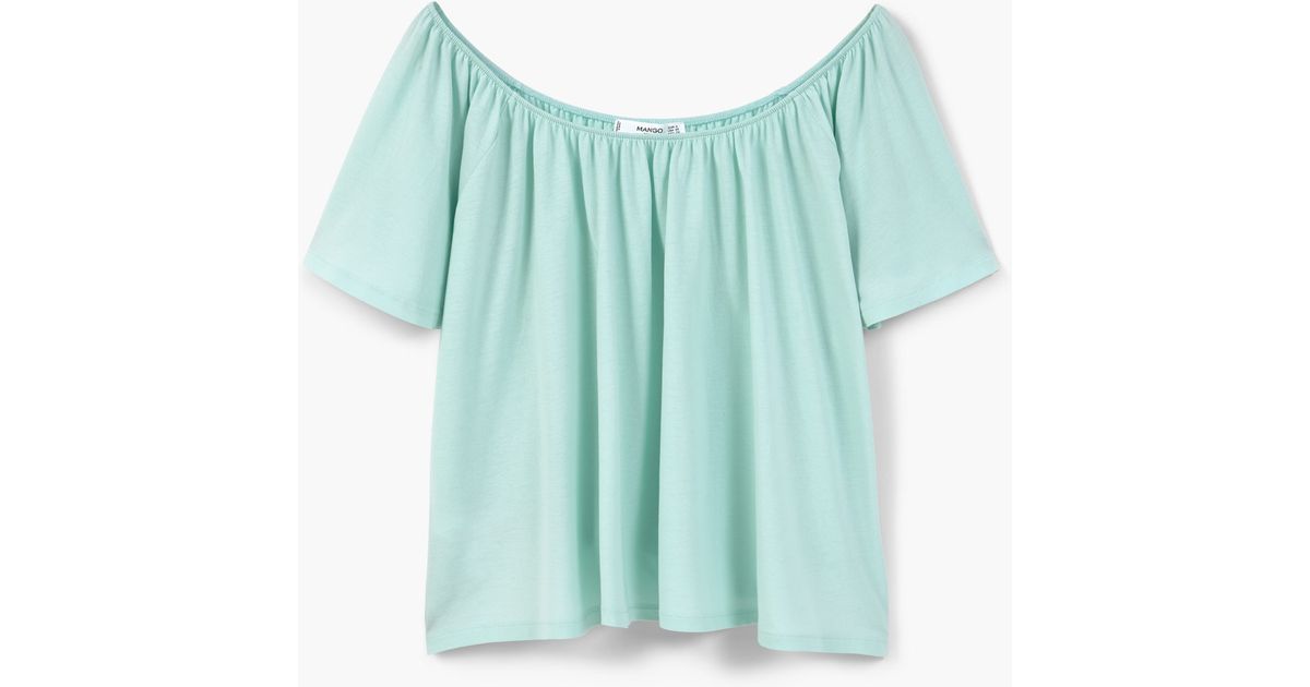 Lyst Mango Off Shoulder Top In Green