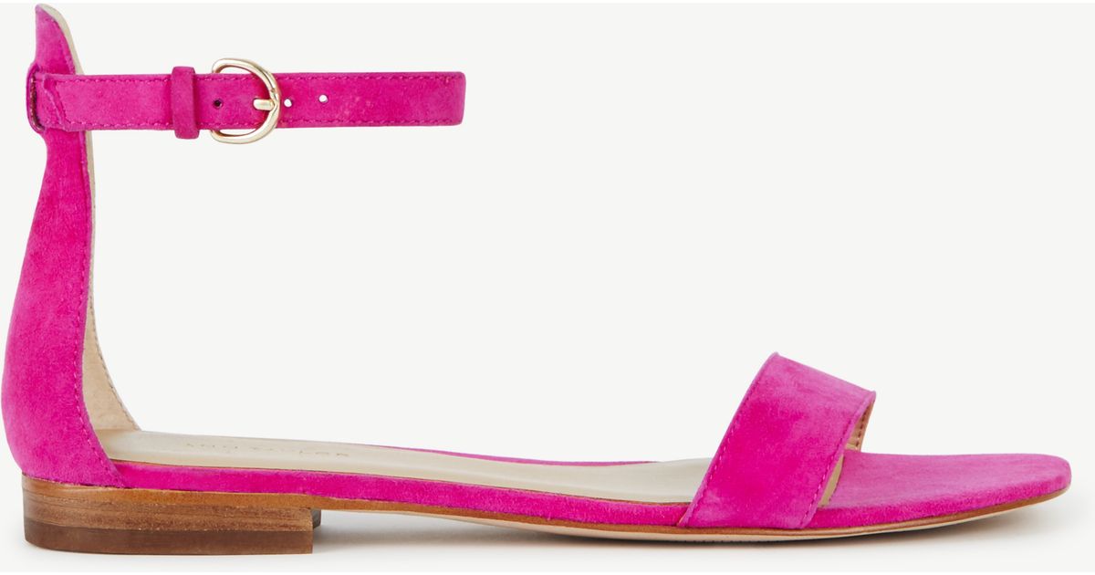 pink suede flat sandals