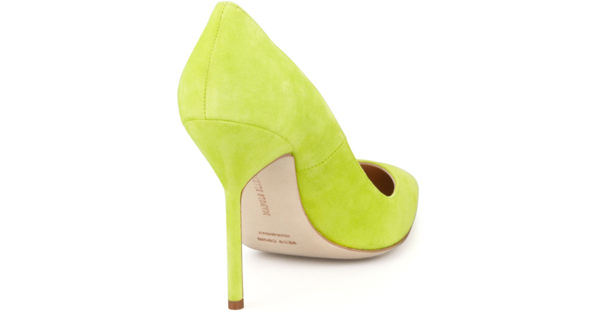 lime green pointed heels