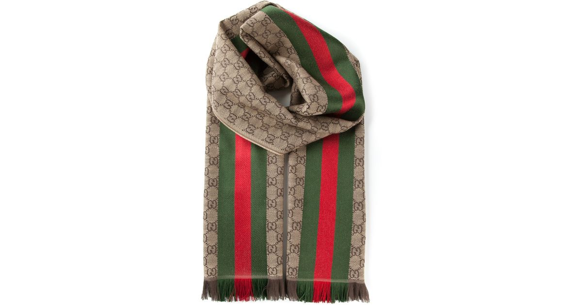 Gucci Monogram Scarf in Brown for Men - Lyst